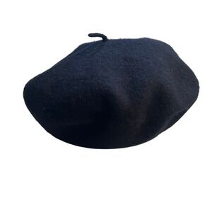 Vintage Arlin Fifth Avenue Classic Black Wool Beret Dark Academia Parisian